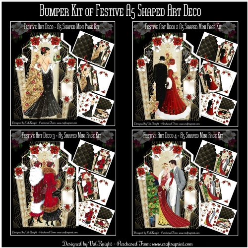Bumper Kit of Festive Art Deco A5 Shaped Mini Page Kits