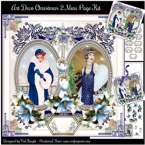 Art Deco Christmas 2 Mini Page Kit