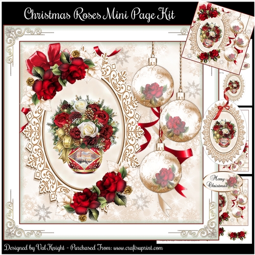  Christmas Roses Mini Page Kit