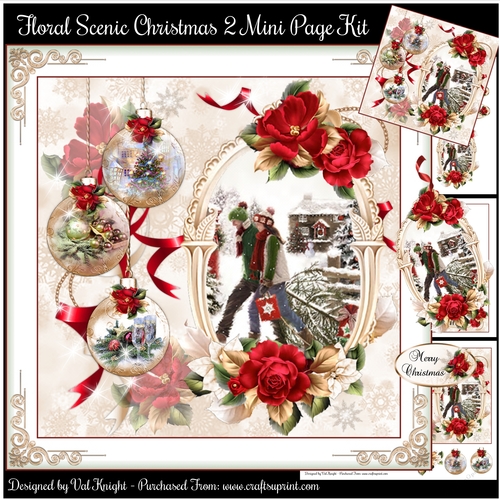 Floral Scenic Christmas 2 Mini Page Kit
