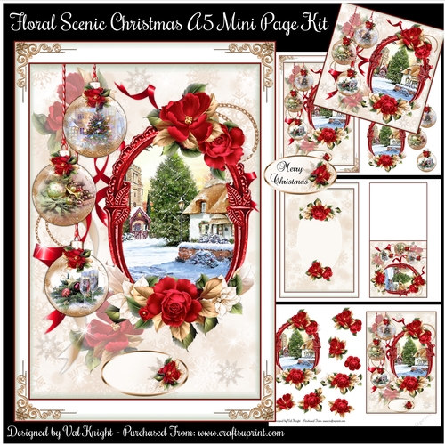 Floral Scenic Christmas A5 Mini Page Kit