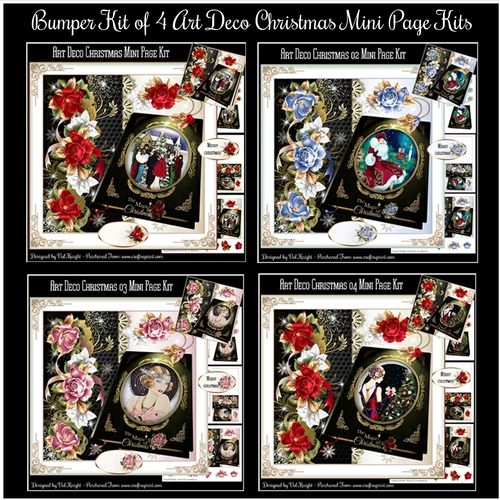 Bumper Kit of 4 Art Deco Christmas Mini Page Kits