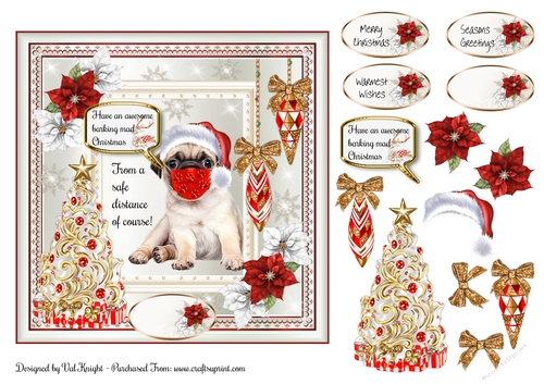 A Barking Mad Christmas Card Front With Decoupage