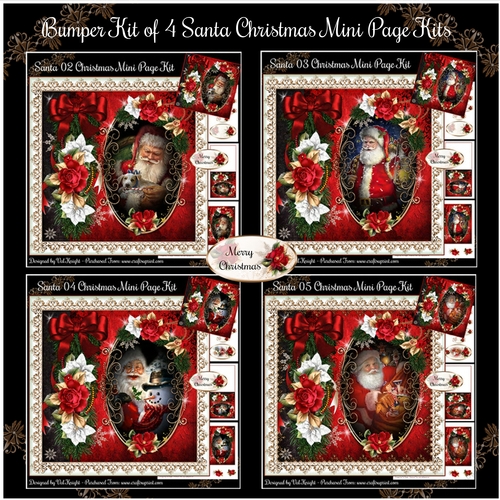 Bumper Kit of 4 Santa Christmas Mini Page Kits