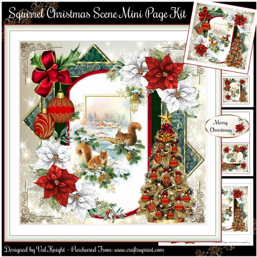 Squirrel Christmas Scene Mini Page Kit