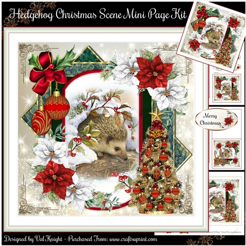 Hedgehog Christmas Scene Mini Page Kit