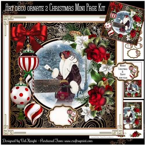 Art Deco Ornate 02 Christmas Mini Page Kit