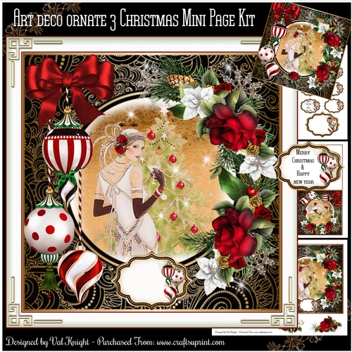 Art Deco Ornate 03 Christmas Mini Page Kit