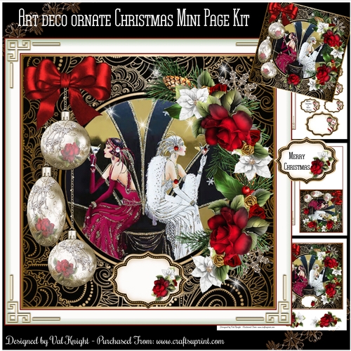 Art Deco Ornate Christmas Mini Page Kit