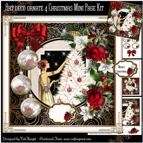 Art Deco Ornate 04 Christmas Mini Page Kit