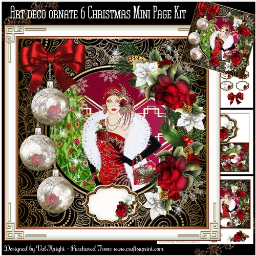 Art Deco Ornate 06 Christmas Mini Page Kit