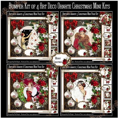 Bumper Kit of 4 Art Deco Ornate Christmas Mini Kits