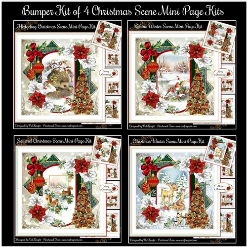 Bumper Kit of 4 Christmas Winter Scene Mini Page Kits