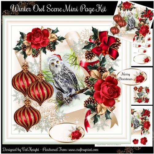 Owl Winter Scene Mini Page Kit