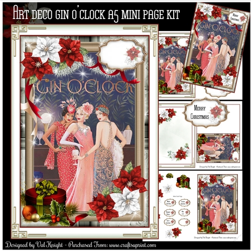 Art Deco Gin OClock A5 Mini Page Kit  