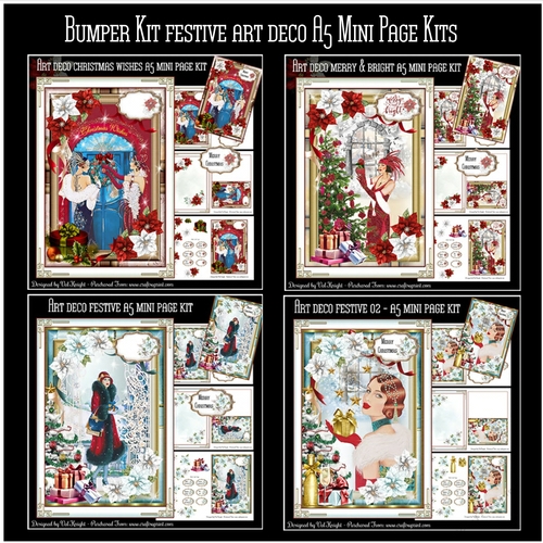 Bumper Kit of 4 Art Deco Festive A5 Mini Page Kits 