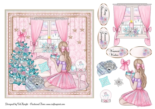 Cozy Christmas Card Front With Decoupage