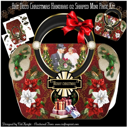 Art Deco Christmas Handbag 02 Shaped Mini Page Kit