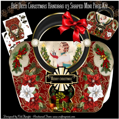 Art Deco Christmas Handbag 03 Shaped Mini Page Kit