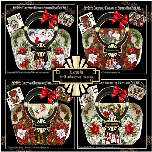 Bumper Kit of 4 Art Deco Christmas Handbags