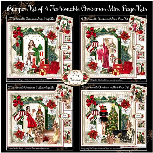 Bumper Kit of 4 Fashionable Christmas Mini Page Kits