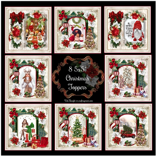 Set of 8 Christmas Mini Toppers 5x5