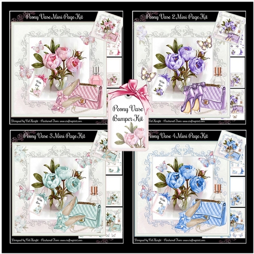 Bumper Kit of 4 Peony Vase Mini Page Kits