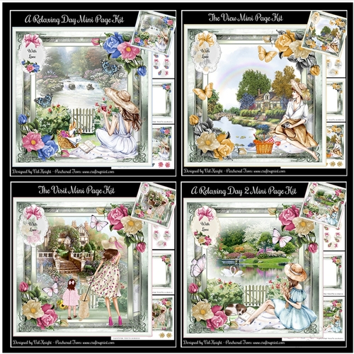 Bumper Kit of 4 Scenic Watercolour Mini Page Kits