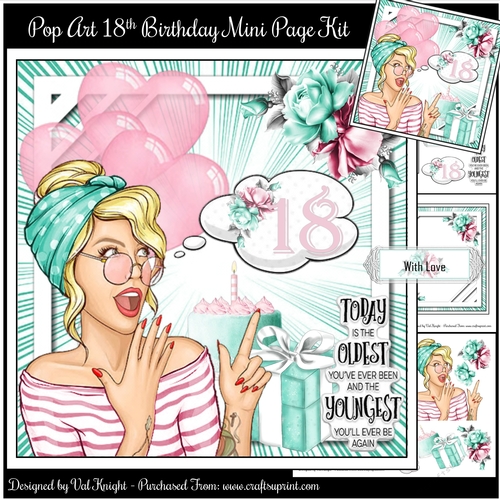 Pop Art 18th Birthday Mini Page Kit 