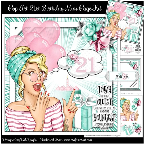 Pop Art 21st Birthday Mini Page Kit 