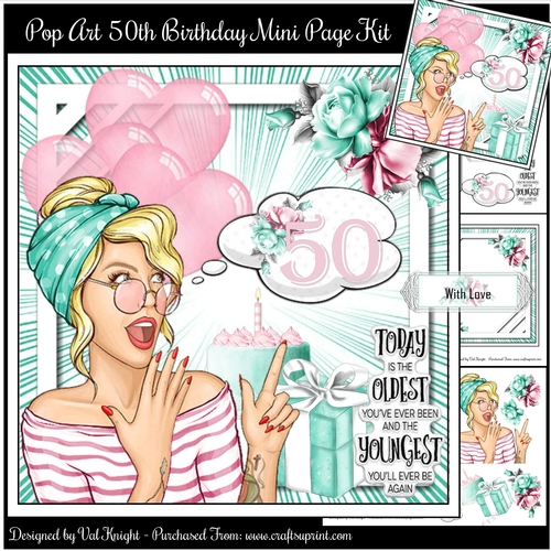Pop Art 50th Birthday Mini Page Kit 
