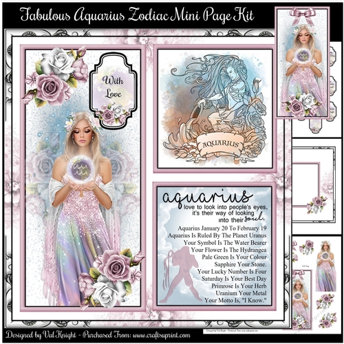 Fabulous Aquarius - Zodiac Mini Page Kit 