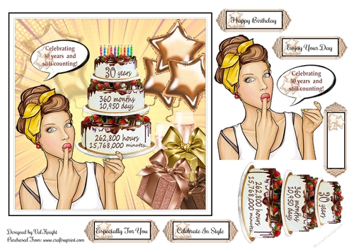 Milestone 30th Birthday Card Front With Decoupage