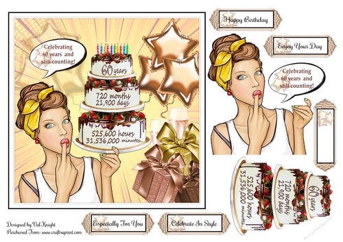 Milestone 60th Birthday Card Front With Decoupage