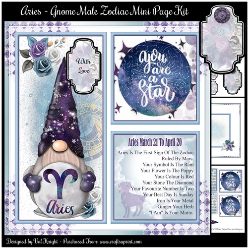  Aries - Gnome Zodiac Mini Page Kit   
