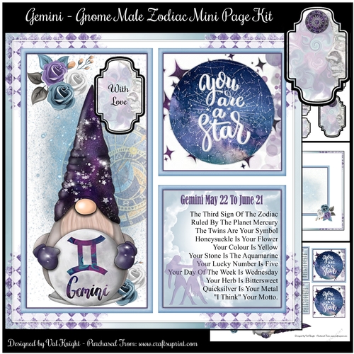 Gemini - Gnome Zodiac Mini Page Kit   