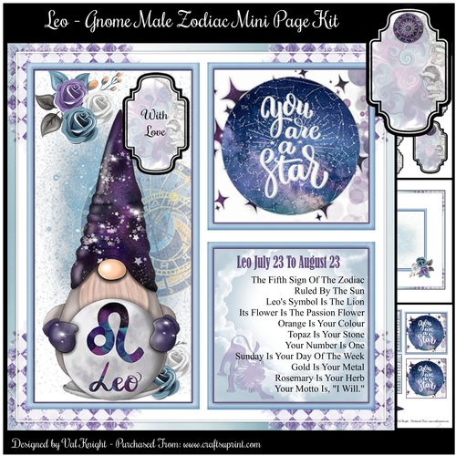 Leo - Gnome Zodiac Mini Page Kit   