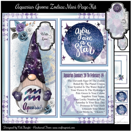 Aquarius Gnome Zodiac Mini Page Kit