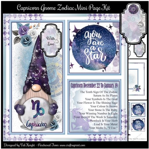 Capricorn Gnome Zodiac Mini Page Kit
