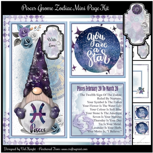 Pisces Gnome Zodiac Mini Page Kit