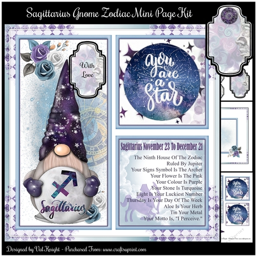 Sagittarius Gnome Zodiac Mini Page Kit