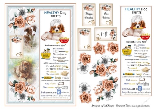 Healthy Dog Treats Card Front With Decoupage