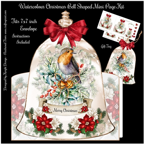 Watercolour Christmas Bell - Shaped Mini Page Kit 