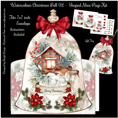 Watercolour Christmas Bell 02 - Shaped Mini Page Kit