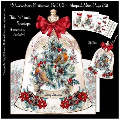 Watercolour Christmas Bell 03 - Shaped Mini Page Kit 