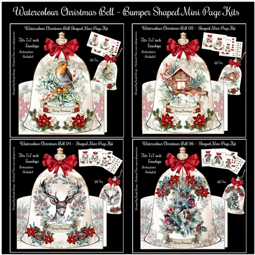 Watercolour Christmas Bell - Bumper Shaped Mini Page Kits