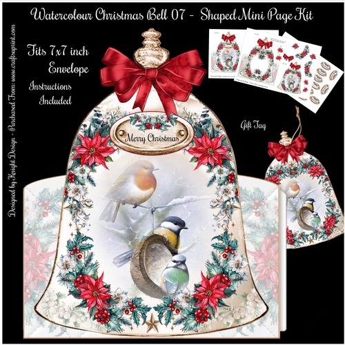 Watercolour Christmas Bell 07 - Shaped Mini Page Kit 