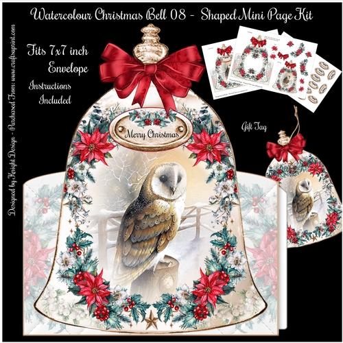 Watercolour Christmas Bell 08 - Shaped Mini Page Kit 
