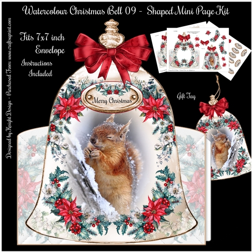 Watercolour Christmas Bell 09 - Shaped Mini Page Kit