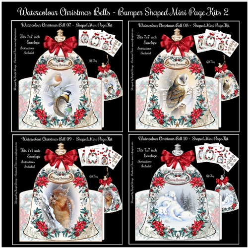 Watercolour Christmas Bells - Bumper Shaped Mini Page Kits 2